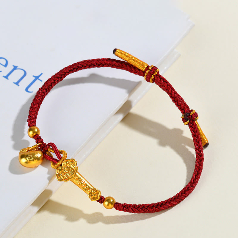 KarmaRipple's Red String Fu Character Ingot Ruyi Stick Fortune Woven Bracelet p10