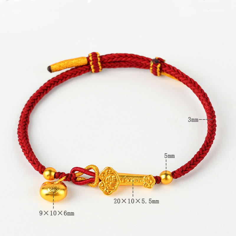 KarmaRipple's Red String Fu Character Ingot Ruyi Stick Fortune Woven Bracelet p9