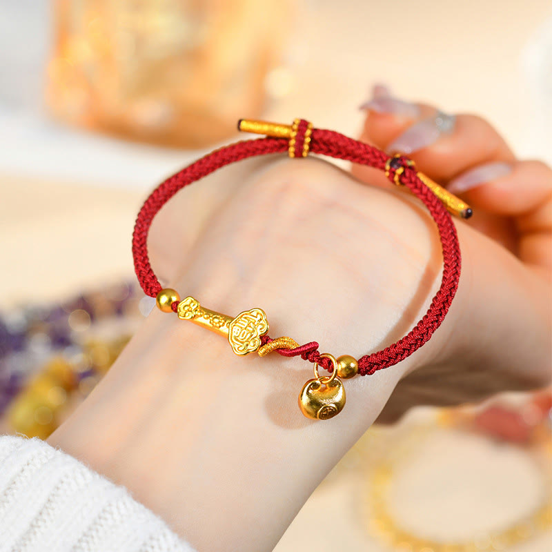 KarmaRipple's Red String Fu Character Ingot Ruyi Stick Fortune Woven Bracelet p4