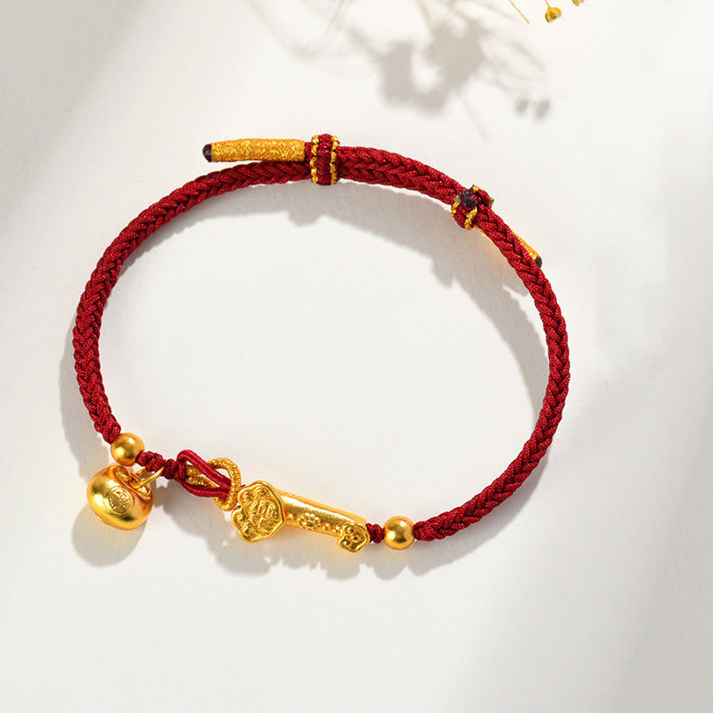 KarmaRipple's Red String Fu Character Ingot Ruyi Stick Fortune Woven Bracelet p11