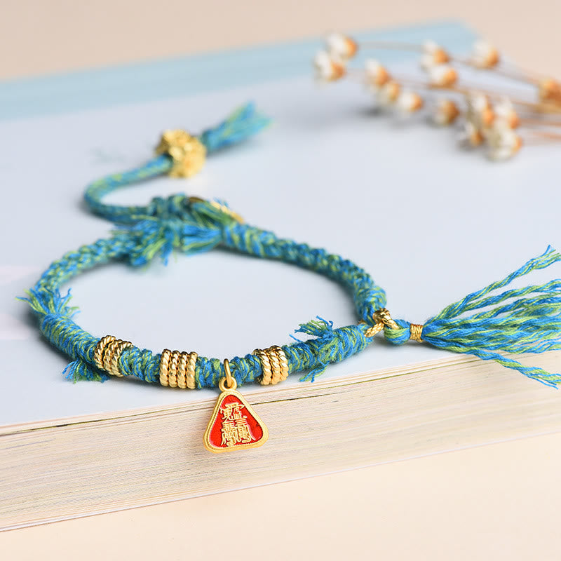 KarmaRipple's Tibetan String Zakiram Goddess Of Wealth Flower Tassel Protection Bracelet p2