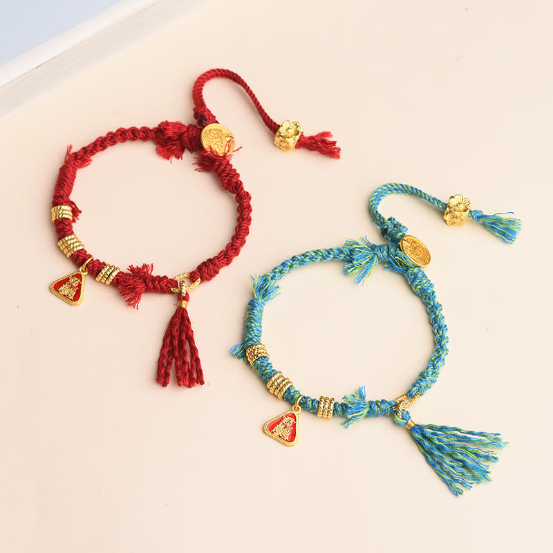 KarmaRipple's Tibetan String Zakiram Goddess Of Wealth Flower Tassel Protection Bracelet p13