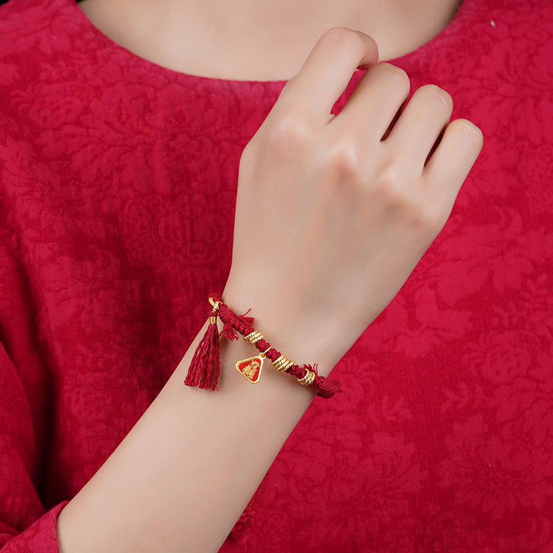 KarmaRipple's Tibetan String Zakiram Goddess Of Wealth Flower Tassel Protection Bracelet p6