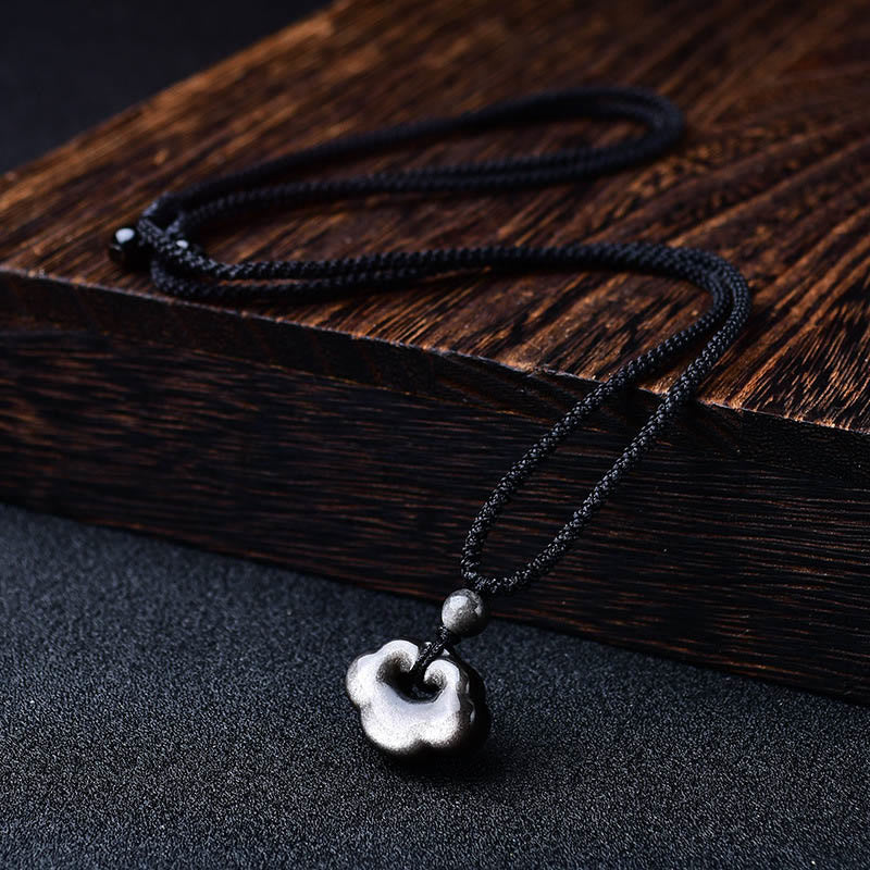 KarmaRipple's Authentic Silver Sheen Obsidian Auspicious Clouds Protection Soothing Pendant Necklace p7