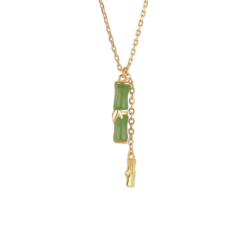 KarmaRipple's Hetian Jade 925 Sterling Silver Bamboo Abundance Pendant Necklace p3