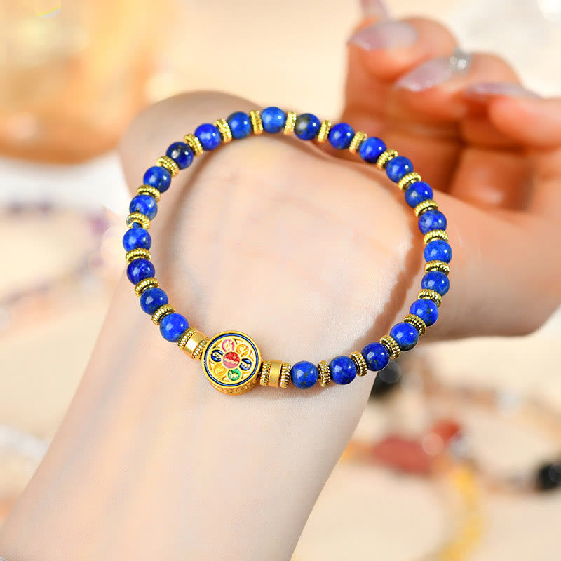 KarmaRipple's Authentic Lazurite Om Mani Padme Hum Bead Balance Bracelet p5