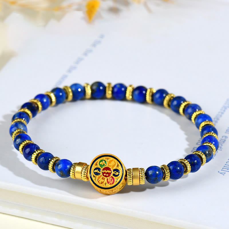 KarmaRipple's Authentic Lazurite Om Mani Padme Hum Bead Balance Bracelet p1