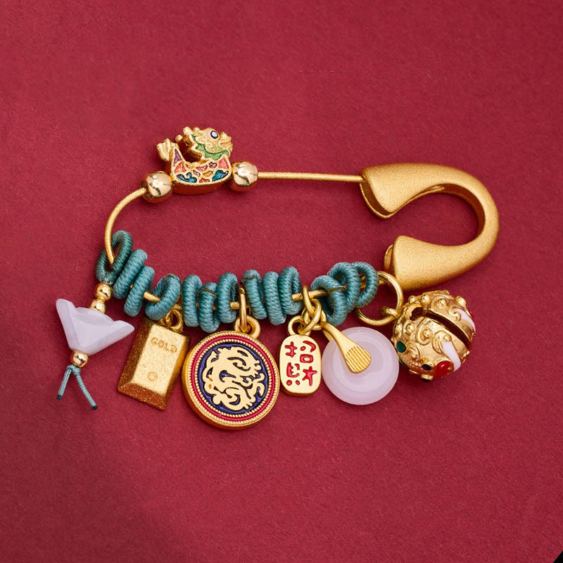 KarmaRipple's Dragon Fu Character Attract Fortune Brass Protection Brooch p8