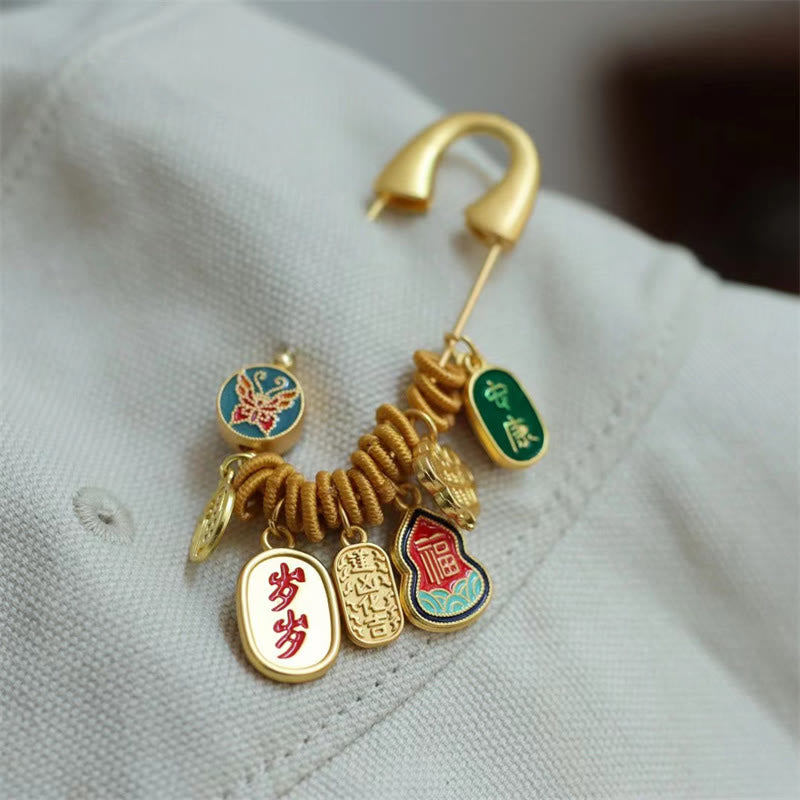KarmaRipple's Fu Character Butterfly Safe And Well Brass Fortune Brooch p4