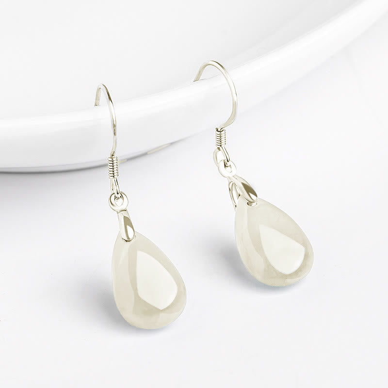 KarmaRipple's 925 Sterling Silver Jade Water Drop Pattern Fortune Prosperity Dangle Earrings p2