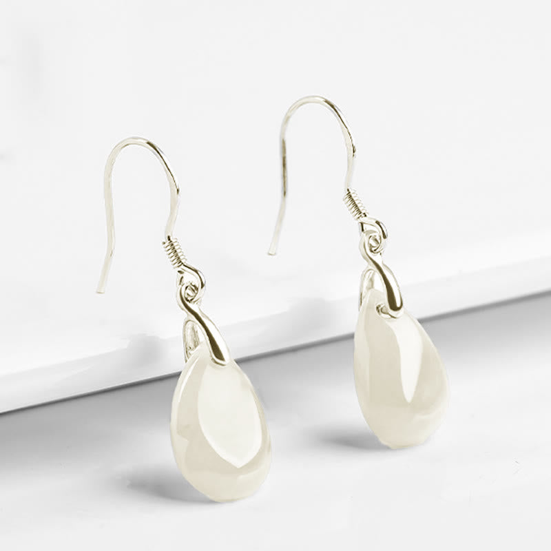 KarmaRipple's 925 Sterling Silver Jade Water Drop Pattern Fortune Prosperity Dangle Earrings p6