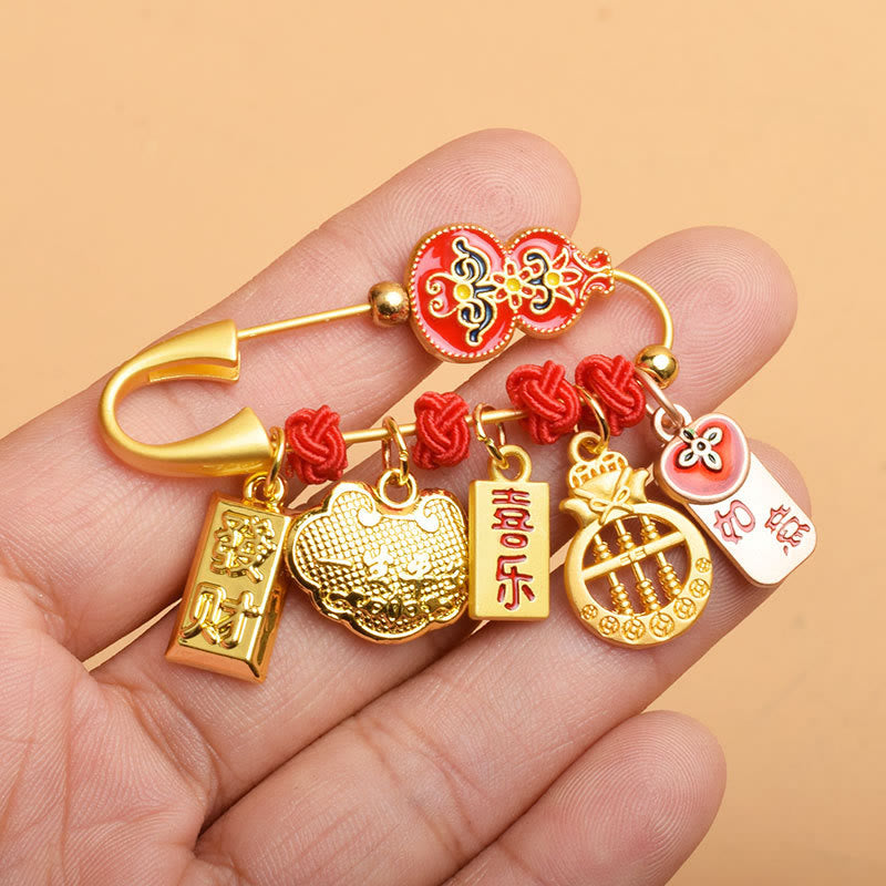 KarmaRipple's Gourd Dancing Lion Fu Character Safe And Well Blessing Brooch p13