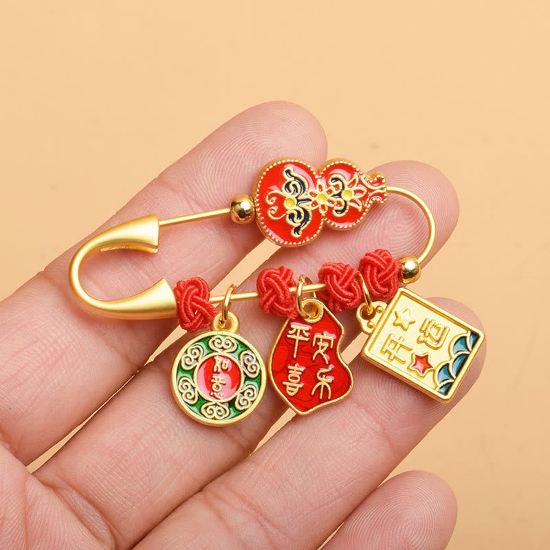 KarmaRipple's Gourd Dancing Lion Fu Character Safe And Well Blessing Brooch p14