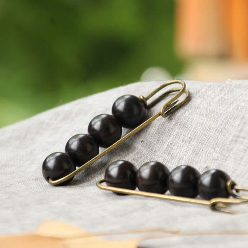 KarmaRipple's Vintage Sandalwood Agathis Alba Ebony Wood Peltogyne Beadwork Balancing Brooch p19