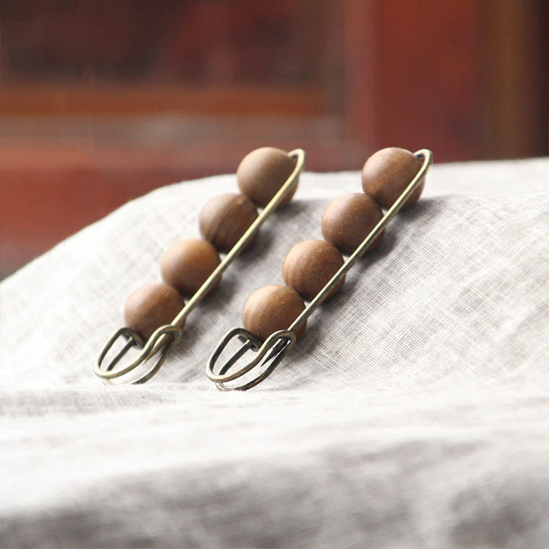 KarmaRipple's Vintage Sandalwood Agathis Alba Ebony Wood Peltogyne Beadwork Balancing Brooch p30