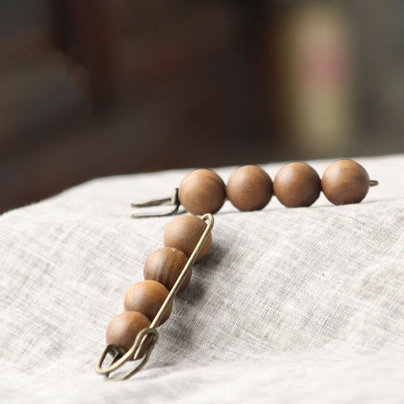 KarmaRipple's Vintage Sandalwood Agathis Alba Ebony Wood Peltogyne Beadwork Balancing Brooch p29