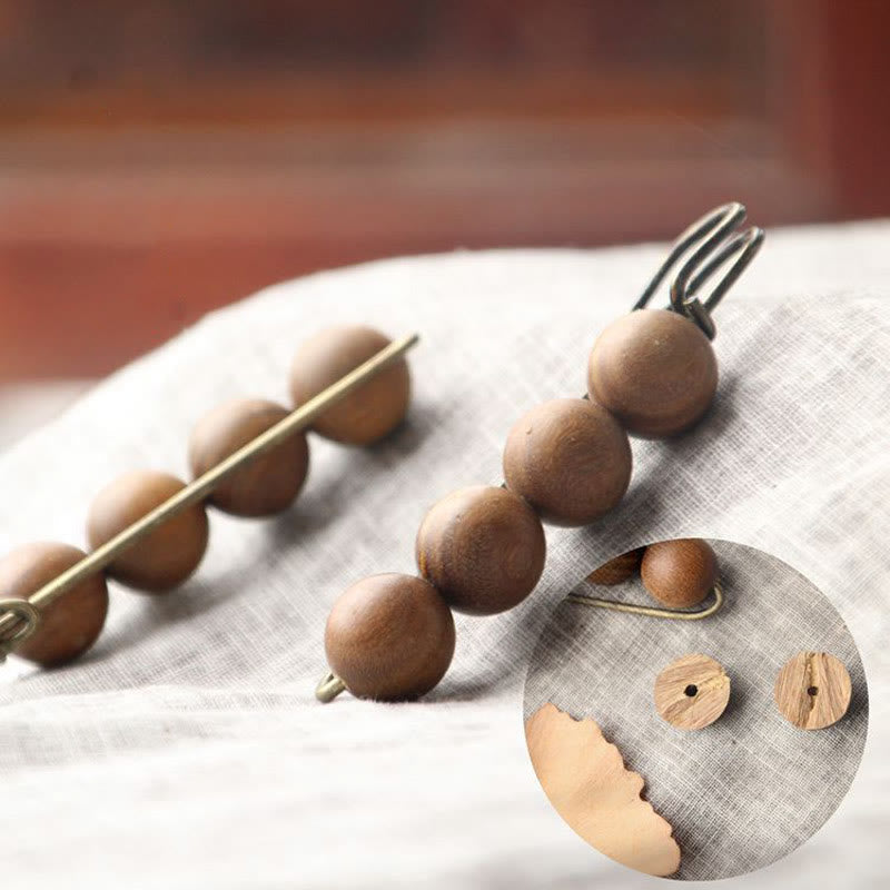 KarmaRipple's Vintage Sandalwood Agathis Alba Ebony Wood Peltogyne Beadwork Balancing Brooch p28