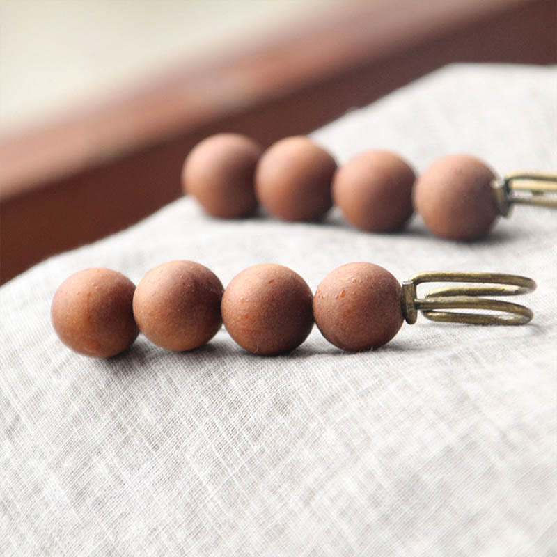 KarmaRipple's Vintage Sandalwood Agathis Alba Ebony Wood Peltogyne Beadwork Balancing Brooch p35