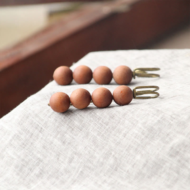 KarmaRipple's Vintage Sandalwood Agathis Alba Ebony Wood Peltogyne Beadwork Balancing Brooch p36