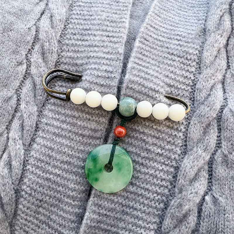 KarmaRipple's Bodhi Seed Jade Peace Buckle Fortune Brooch p1