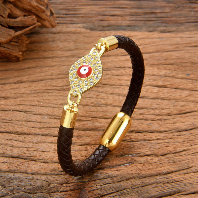 KarmaRipple's Evil Eye Protection Leather Metal Buckle Bracelet p10