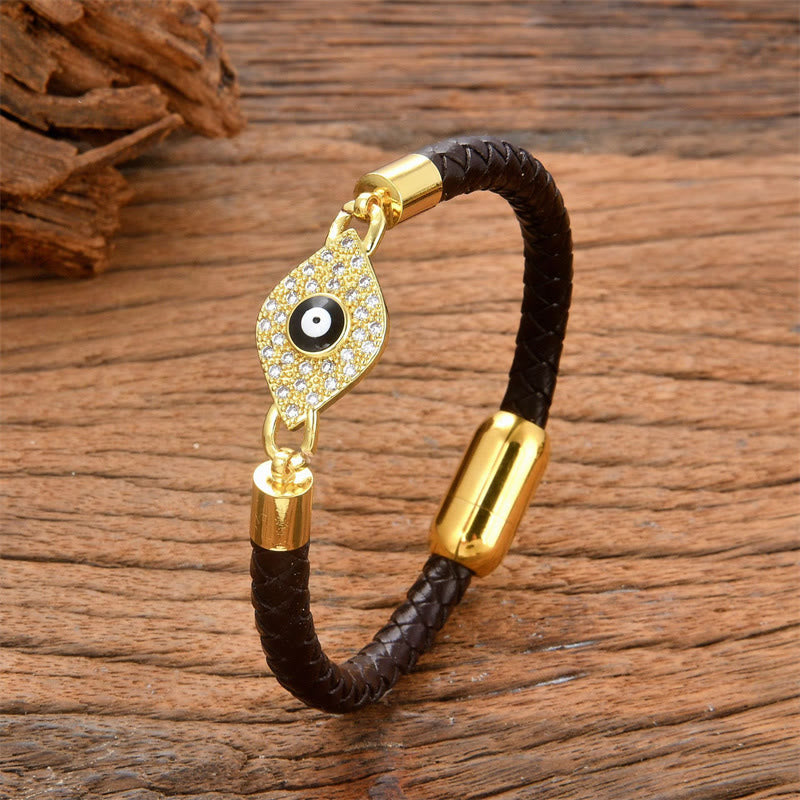 KarmaRipple's Evil Eye Protection Leather Metal Buckle Bracelet p14
