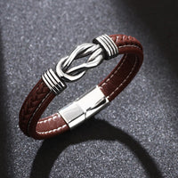 KarmaRipple's Fashion Titanium Steel Leather Strengthen Bracelet