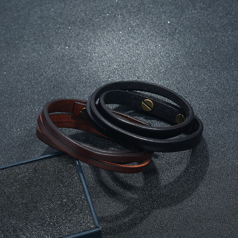 KarmaRipple's Vintage Multi-layer Leather Strength Buckle Bracelet p9