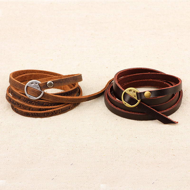 KarmaRipple's Vintage Multi-layer Leather Buckle Confidence Bracelet p5