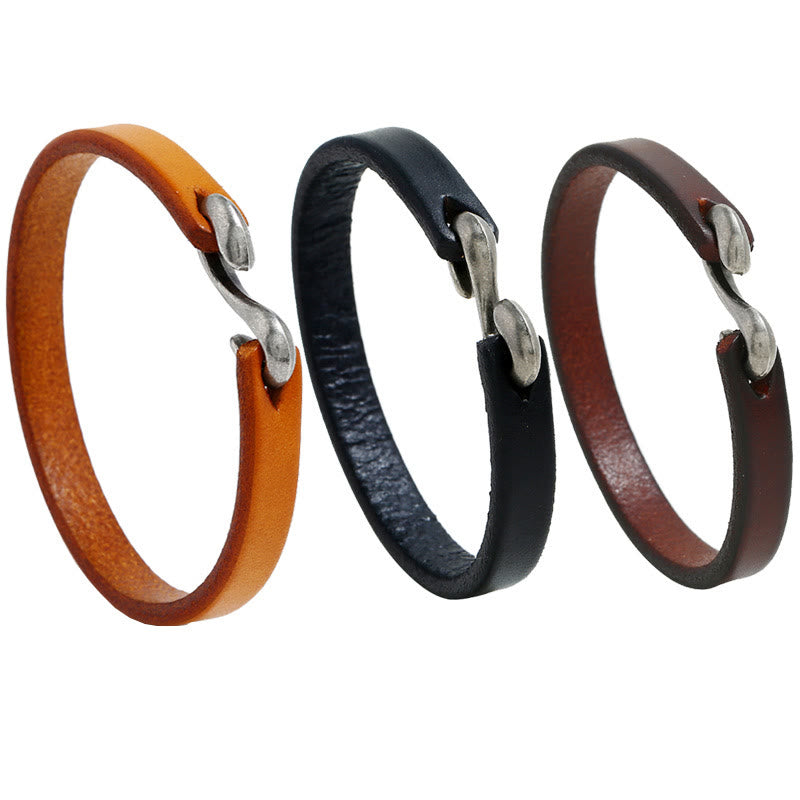 KarmaRipple's Vintage Leather Plain Strength Buckle Bracelet p11