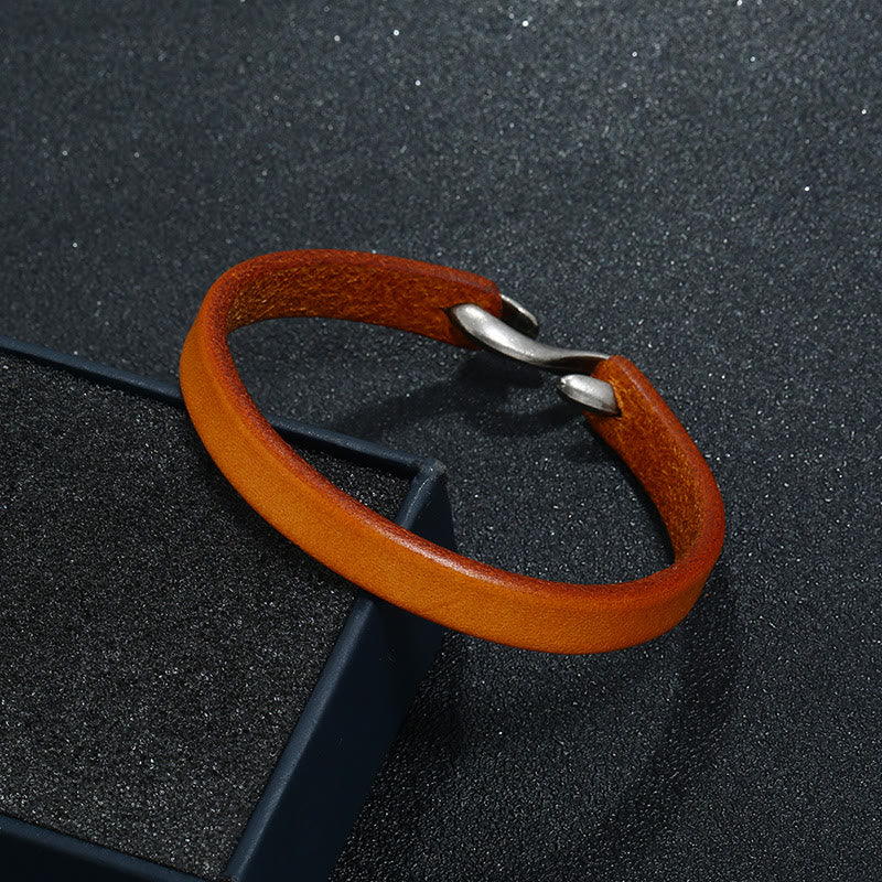 KarmaRipple's Vintage Leather Plain Strength Buckle Bracelet p5