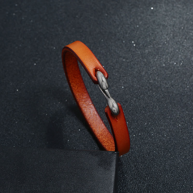 KarmaRipple's Vintage Leather Plain Strength Buckle Bracelet p4