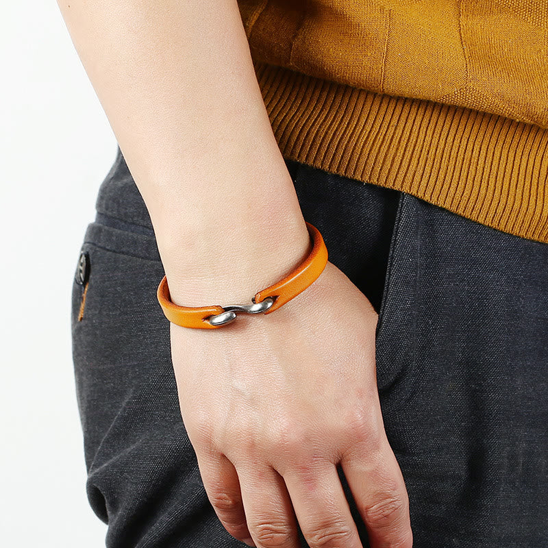 KarmaRipple's Vintage Leather Plain Strength Buckle Bracelet p7