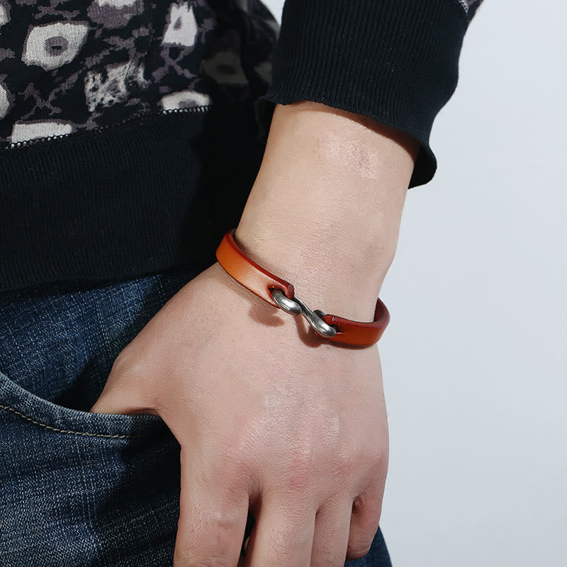 KarmaRipple's Vintage Leather Plain Strength Buckle Bracelet p8