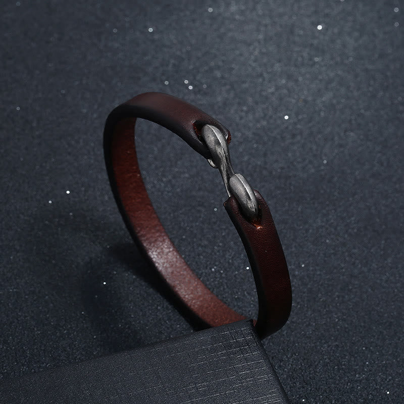 KarmaRipple's Vintage Leather Plain Strength Buckle Bracelet p15