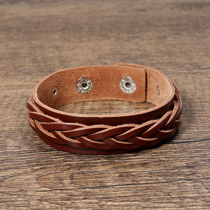 KarmaRipple's Vintage Weaving Leather Adjustable Buckle Strengthen Bracelet p3