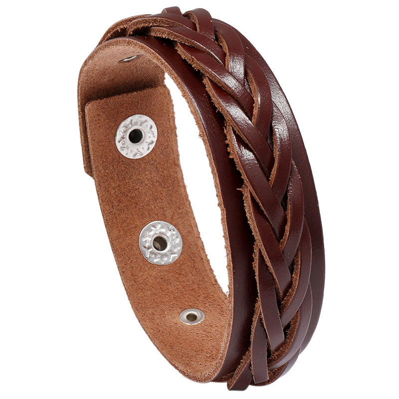 KarmaRipple's Vintage Weaving Leather Adjustable Buckle Strengthen Bracelet p1