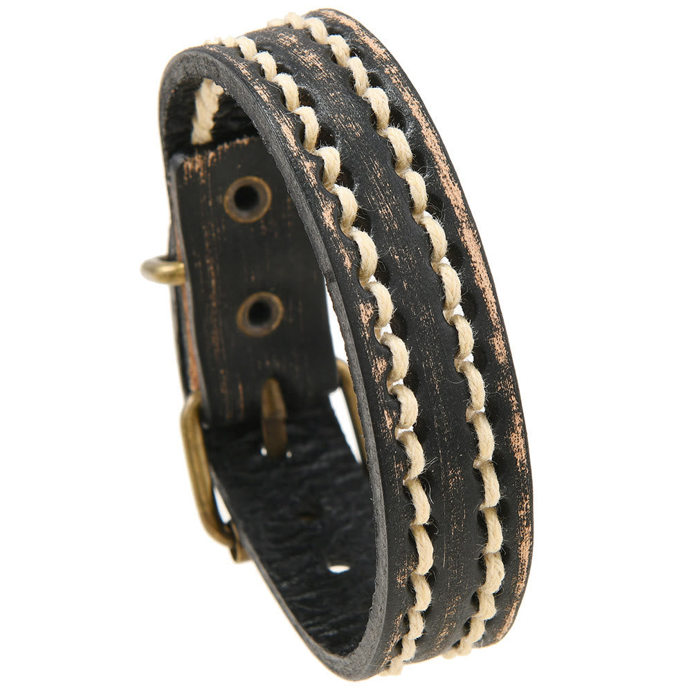 KarmaRipple's Vintage Leather Adjustable Buckle Strengthen Bracelet p12