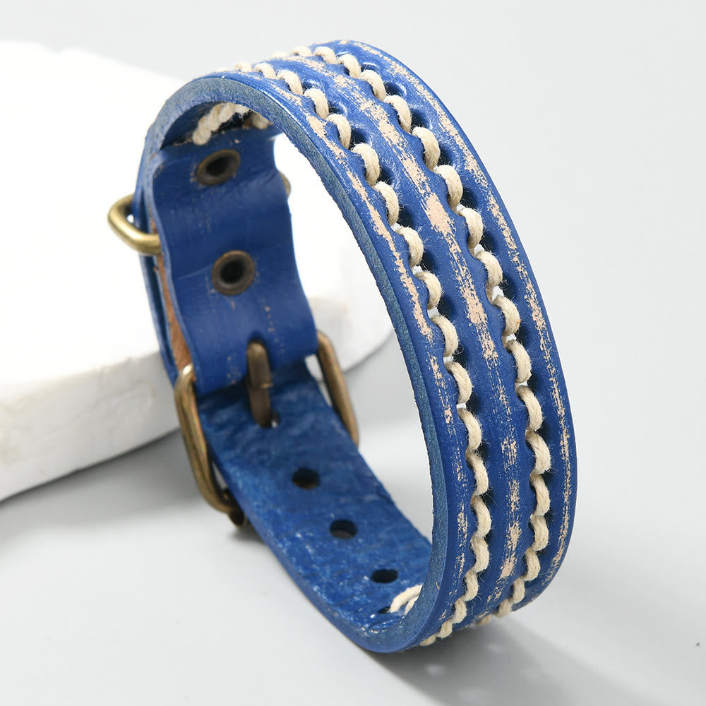 KarmaRipple's Vintage Leather Adjustable Buckle Strengthen Bracelet p4