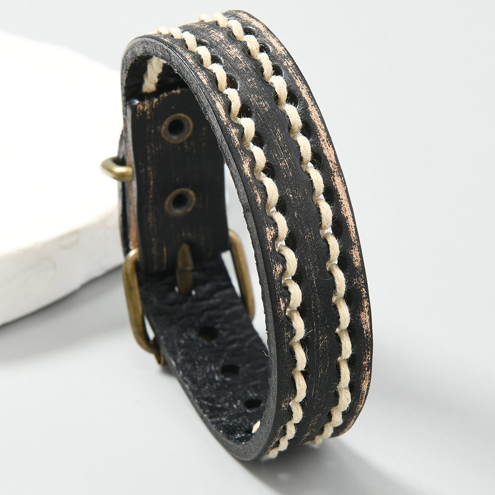 KarmaRipple's Vintage Leather Adjustable Buckle Strengthen Bracelet p25