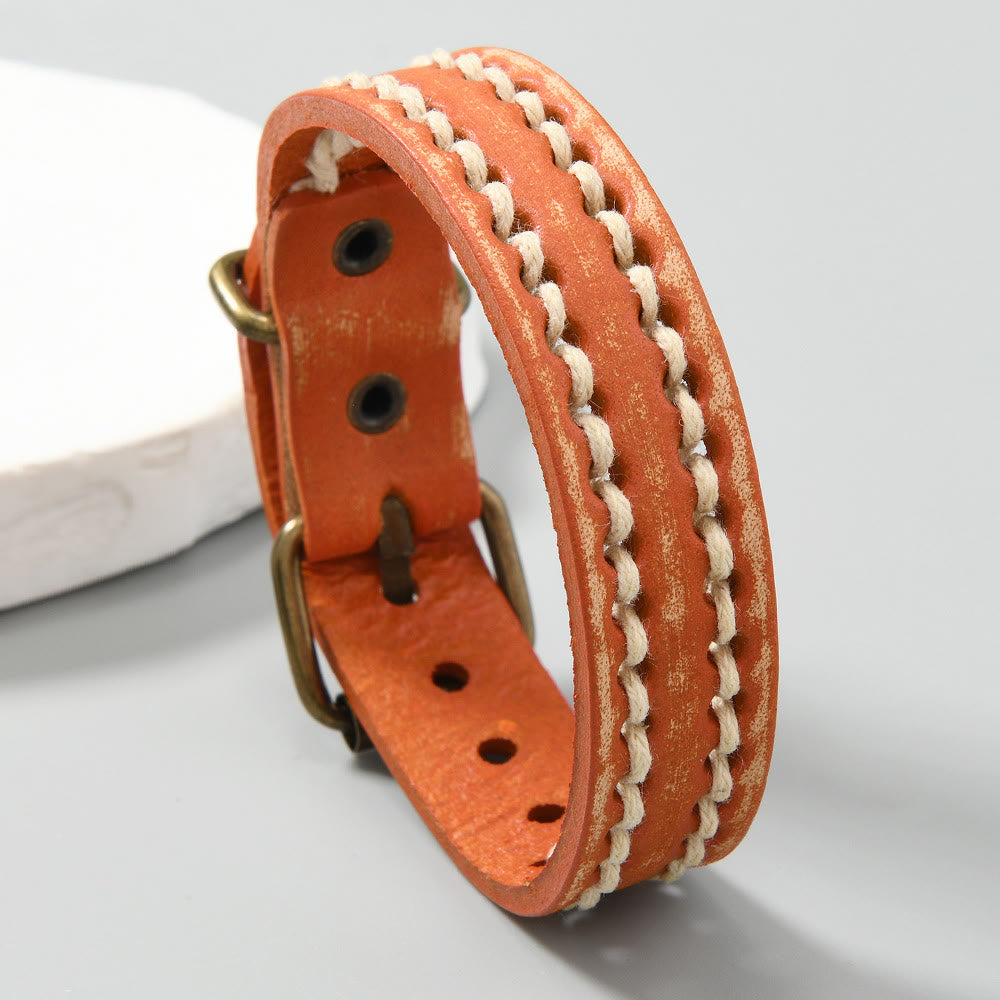 KarmaRipple's Vintage Leather Adjustable Buckle Strengthen Bracelet p31