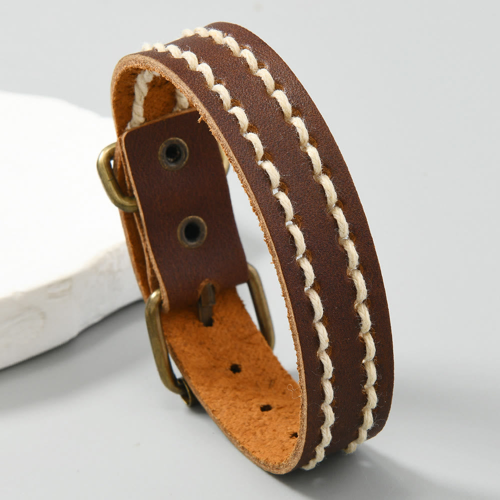 KarmaRipple's Vintage Leather Adjustable Buckle Strengthen Bracelet p26