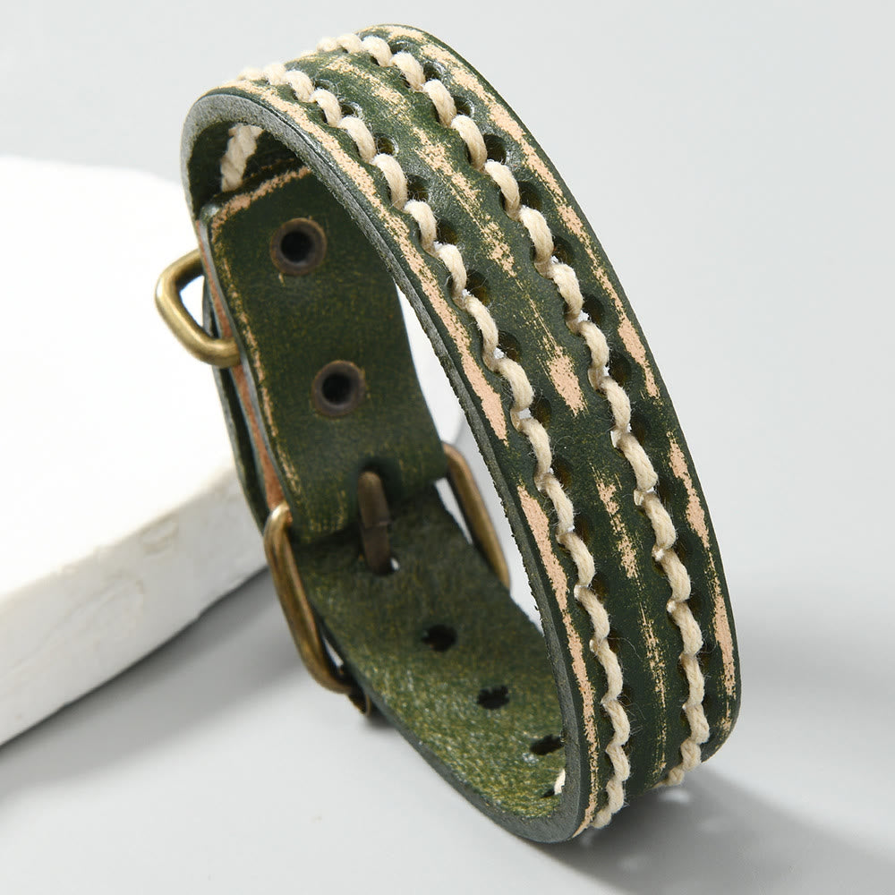 KarmaRipple's Vintage Leather Adjustable Buckle Strengthen Bracelet p30