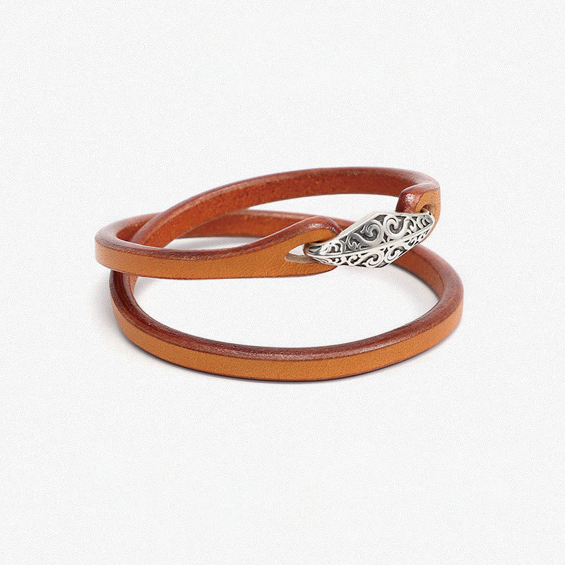 KarmaRipple's 925 Sterling Silver Leather Multi-turn Protection Bracelet p65