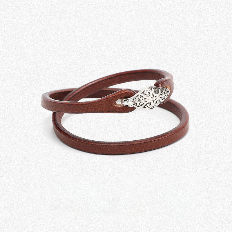 KarmaRipple's 925 Sterling Silver Leather Multi-turn Protection Bracelet p64