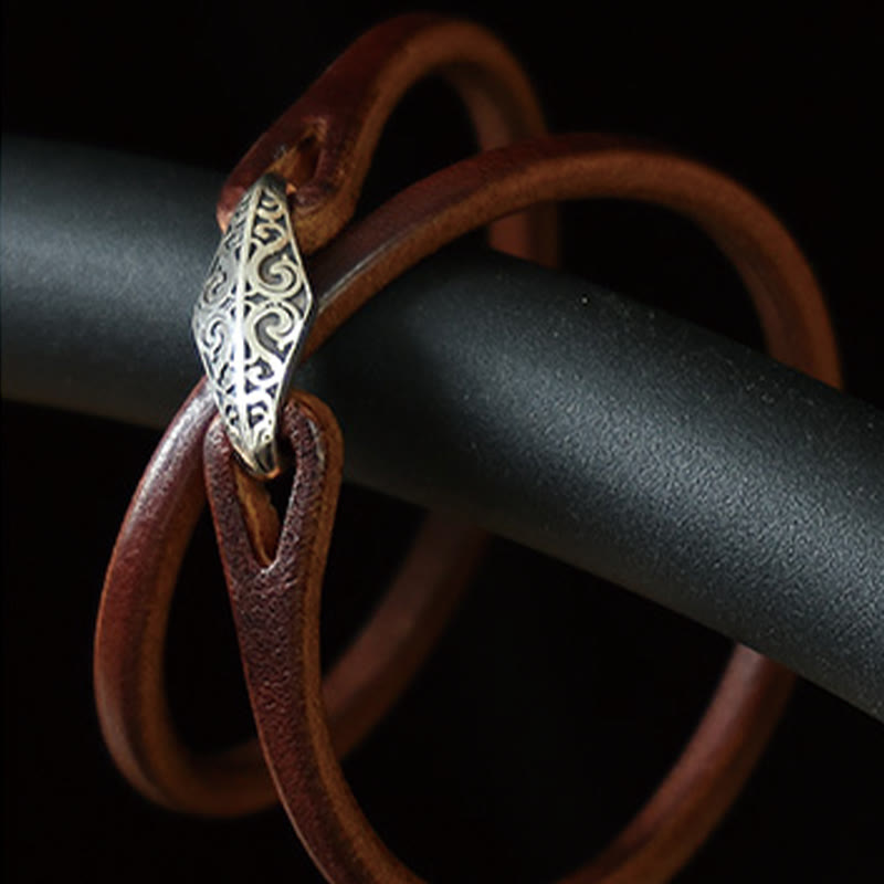 KarmaRipple's 925 Sterling Silver Leather Multi-turn Protection Bracelet p25