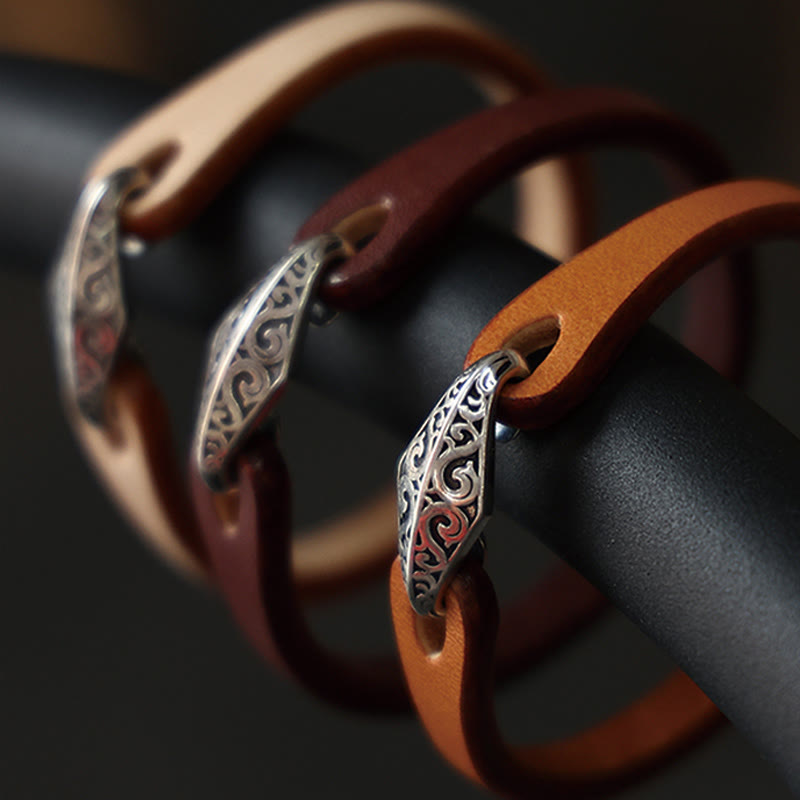 KarmaRipple's 925 Sterling Silver Leather Multi-turn Protection Bracelet p24
