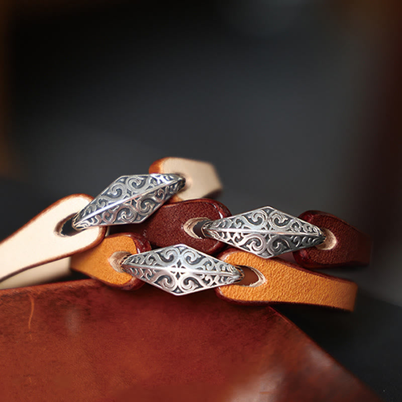 KarmaRipple's 925 Sterling Silver Leather Multi-turn Protection Bracelet p23