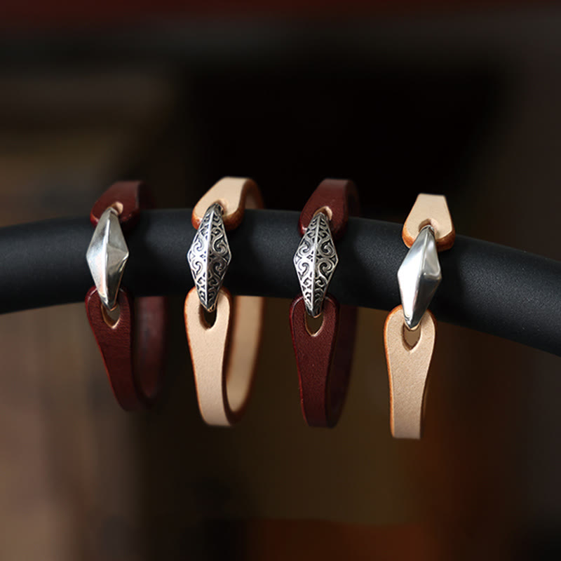 KarmaRipple's 925 Sterling Silver Leather Multi-turn Protection Bracelet p39