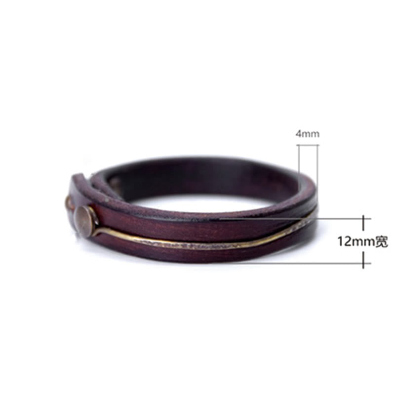 KarmaRipple's Vintage Leather Bronze Brass Wire Balancing Bangle Bracelet p7